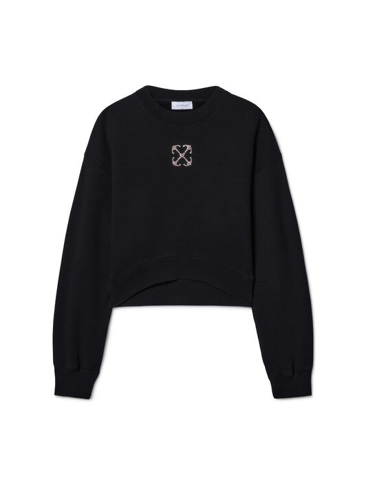 OFF WHITE Schwarzes Pfeil Jewel Cropped Sweatshirt SCHWARZ OWBA079S25FLE003