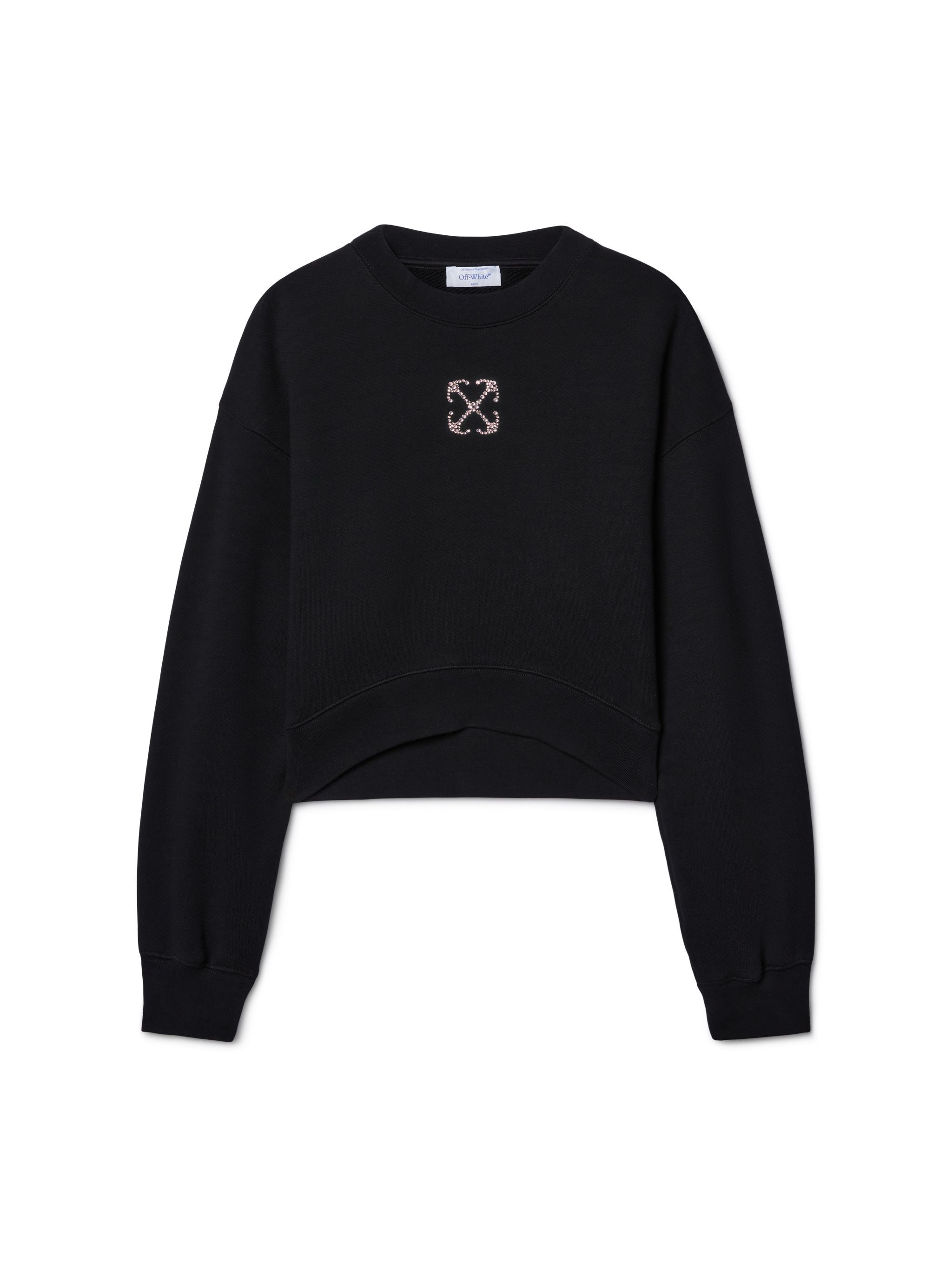 OFF WHITE Schwarzes Pfeil Jewel Cropped Sweatshirt SCHWARZ OWBA079S25FLE003