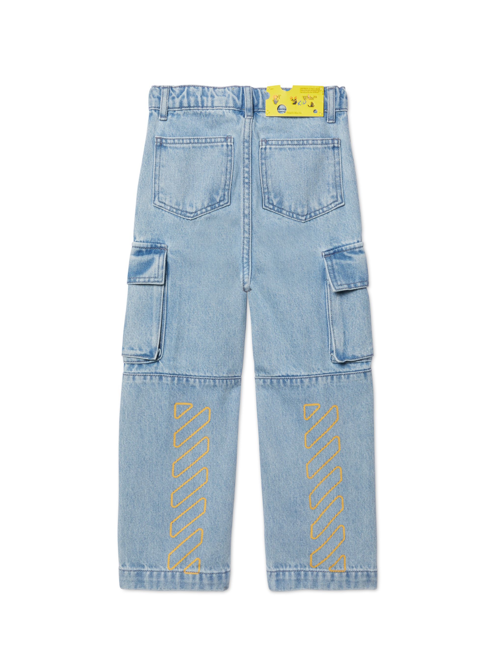 OFF WHITE Diagonal Bookish Cargo Jeans BLUE OBYB002S25DEN002
