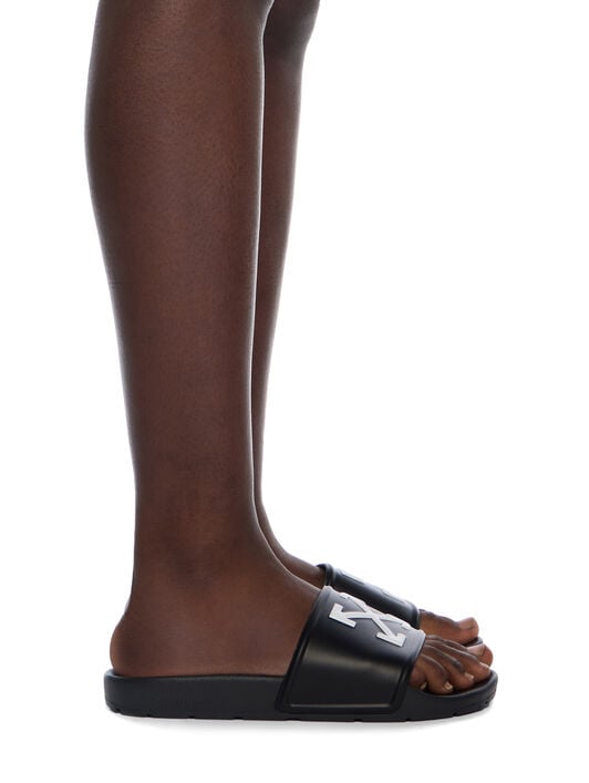 OFF WHITE Arrow Slider Sandals BLACK - WHITE OWIU003C99MAT001