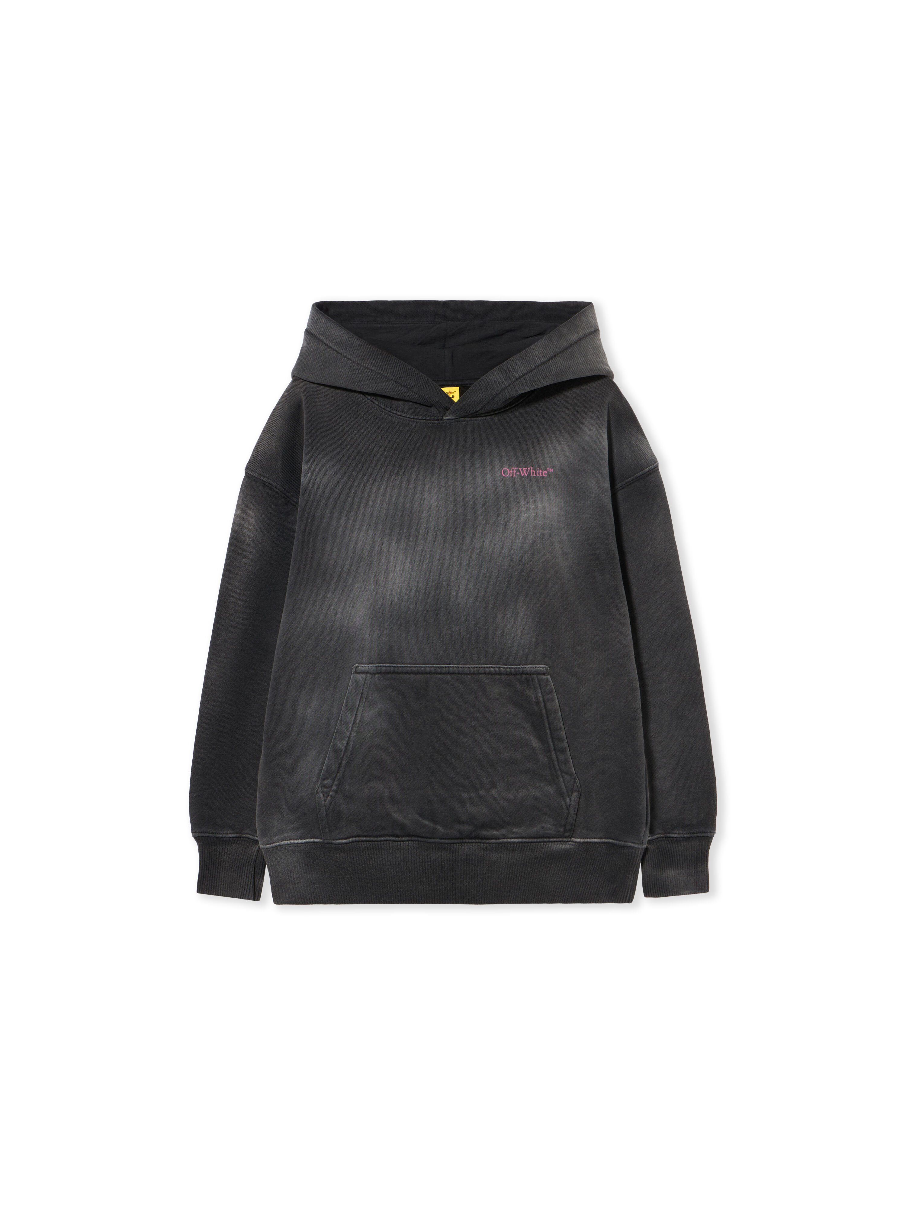OFF WHITE Bookish Acid Logo Hoodie DARK GREY - FUCHSIA OGBB002F25FLE005