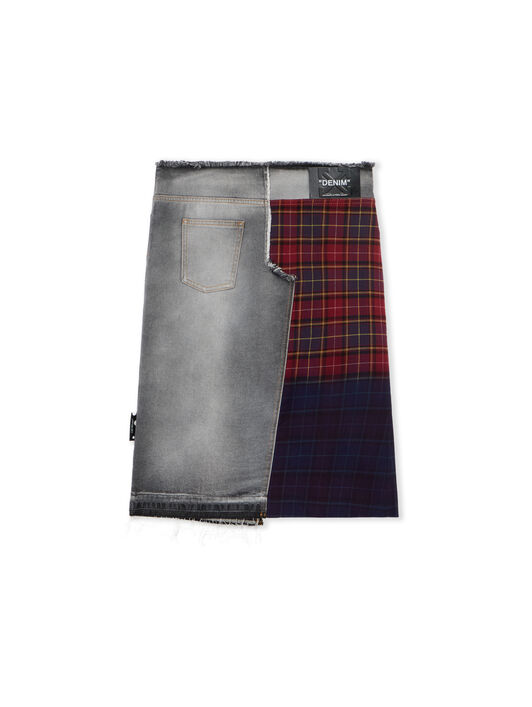 Check Flannel Denim Skirt OFF WHITE Check Flannel Denim Skirt BLEACH BLACK-TABACCO OWYF02FF25DEN001