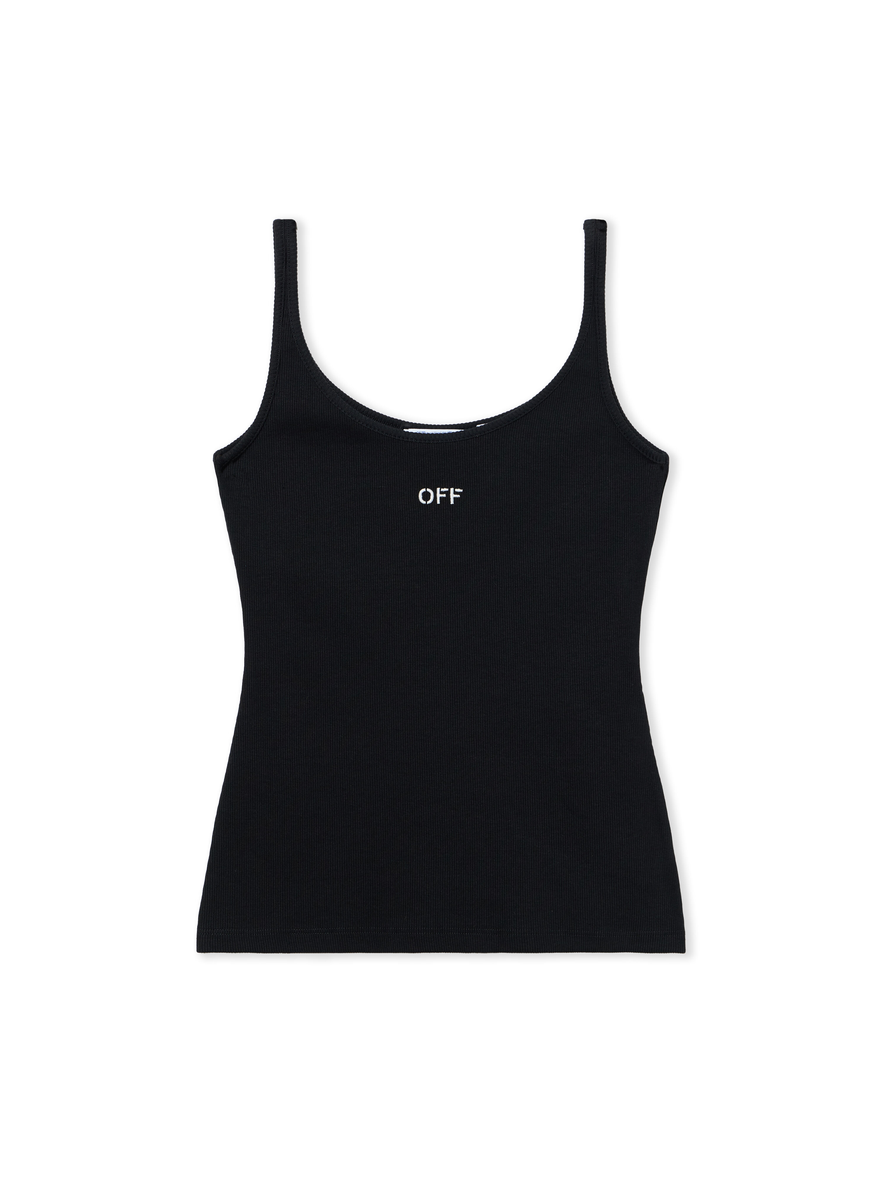 Off Stamp Ribbed Tank Top in Black-White for Women | Off-White™