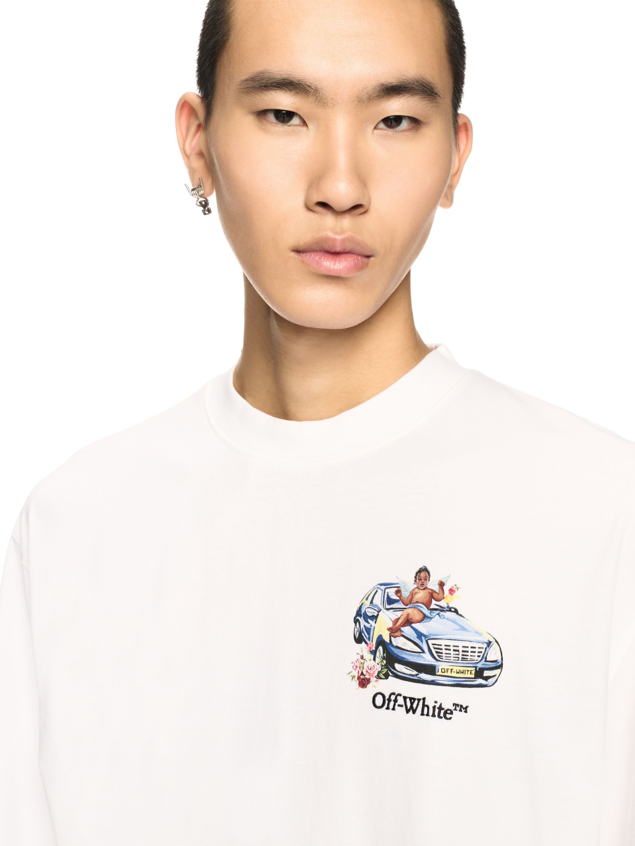 OFF WHITE Weißes T-Shirt mit Fresken-Pfeil-Motiv WEISS OMAA120S25JER003