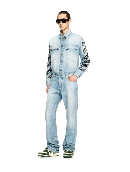 Blaue Diagonal Fresco Jeans OFF WHITE Blaue Diagonal Fresco Jeans BLAU OMYA18JS25DEN001