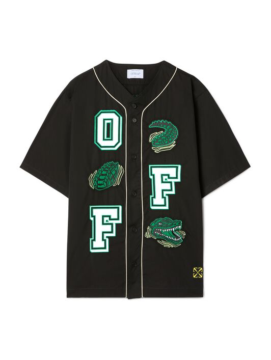 OFF WHITE Maglia Da Baseball Nera Con Motivo Crocodile NERO OMGG014S25FAB002
