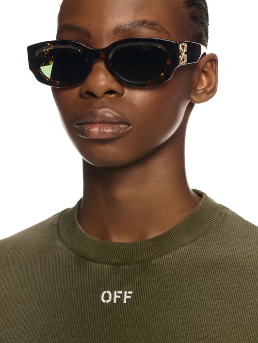 OFF WHITE Green Stamp Cropped T-Shirt GREEN OWAA081S25JER002