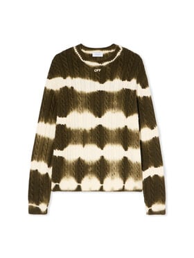 OFF WHITE Off Stamp Cable Knit Crewneck BEECH - CREAM OMHE20MF25KNI001