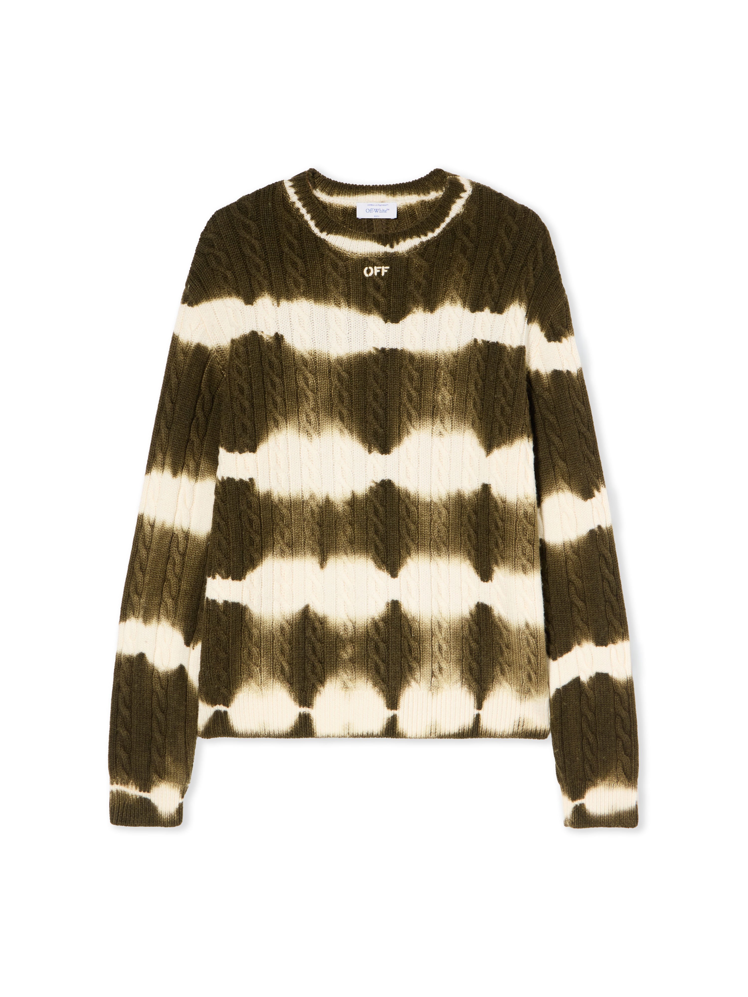 OFF WHITE Off Stamp Cable Knit Crewneck BEECH - CREAM OMHE20MF25KNI001