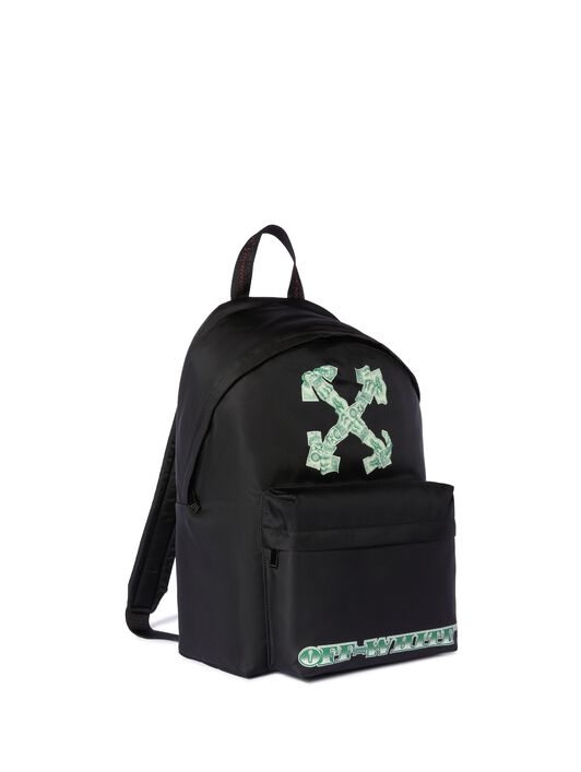 OFF WHITE Green Money Print Heritage Backpack BLACK OMNB123S25FAB003