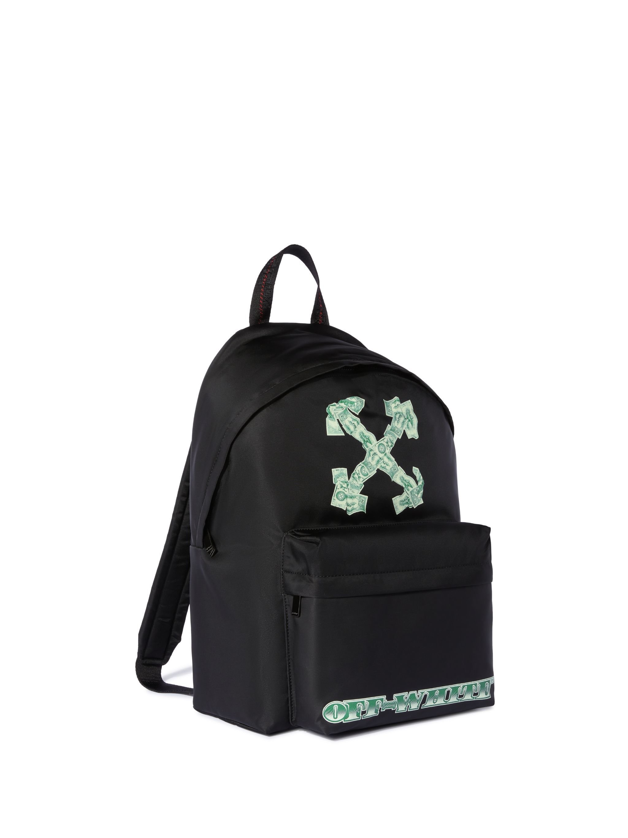OFF WHITE Green Money Print Heritage Backpack BLACK OMNB123S25FAB003