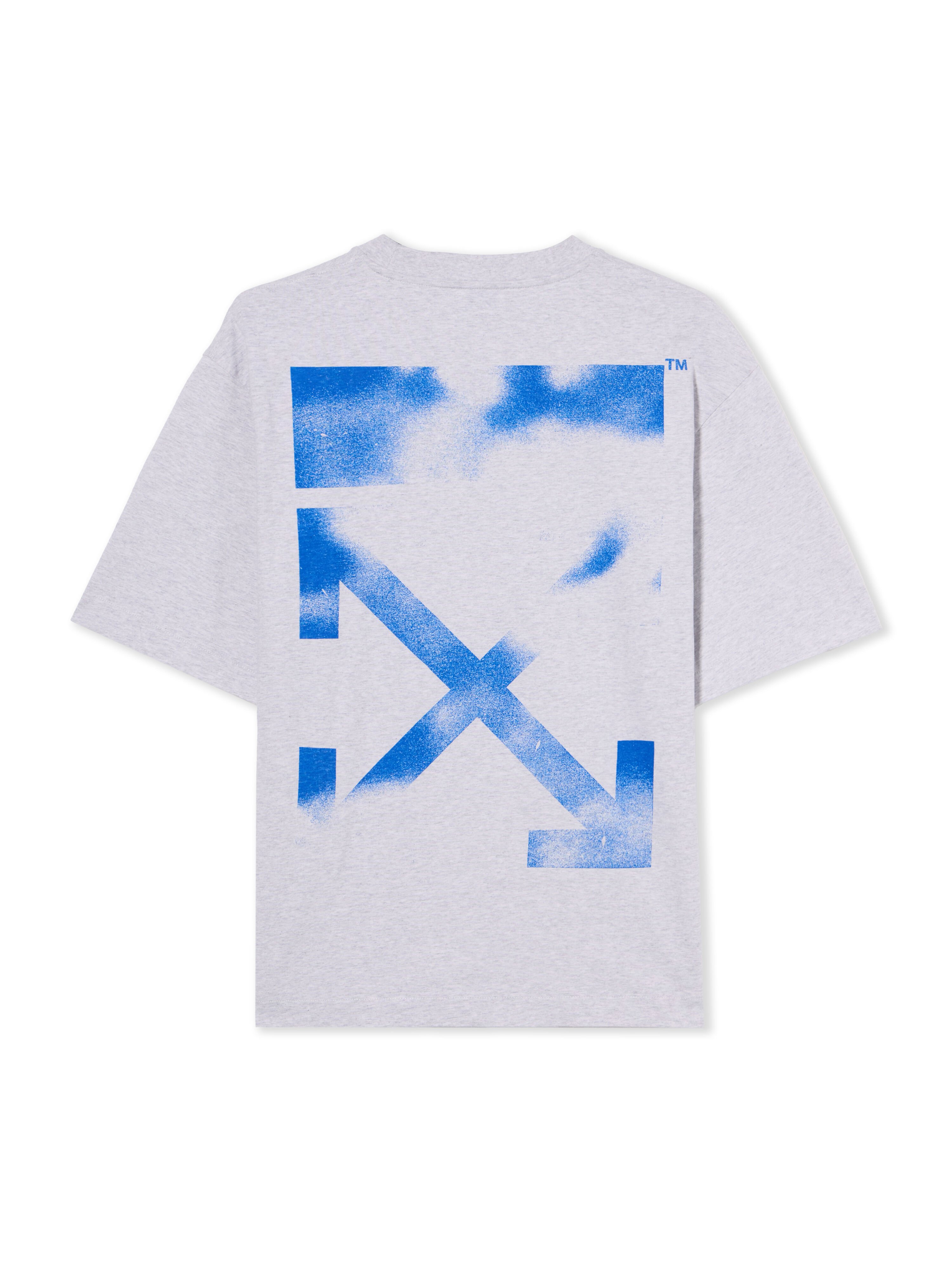 OFF WHITE Stencil Arrow Skate Logo T-Shirt GREY MELANGE - NAUTICAL BLUE OMAA120F25JER00D