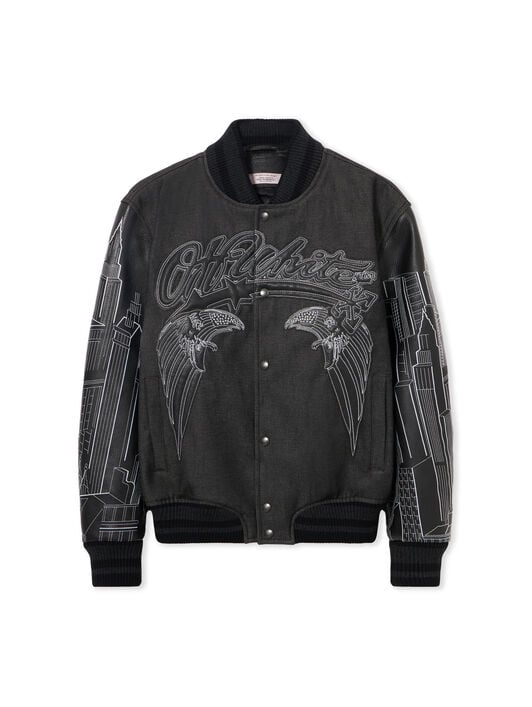 OFF WHITE Skyline Varsity Jacket BLACK 44MJA122Z26L002