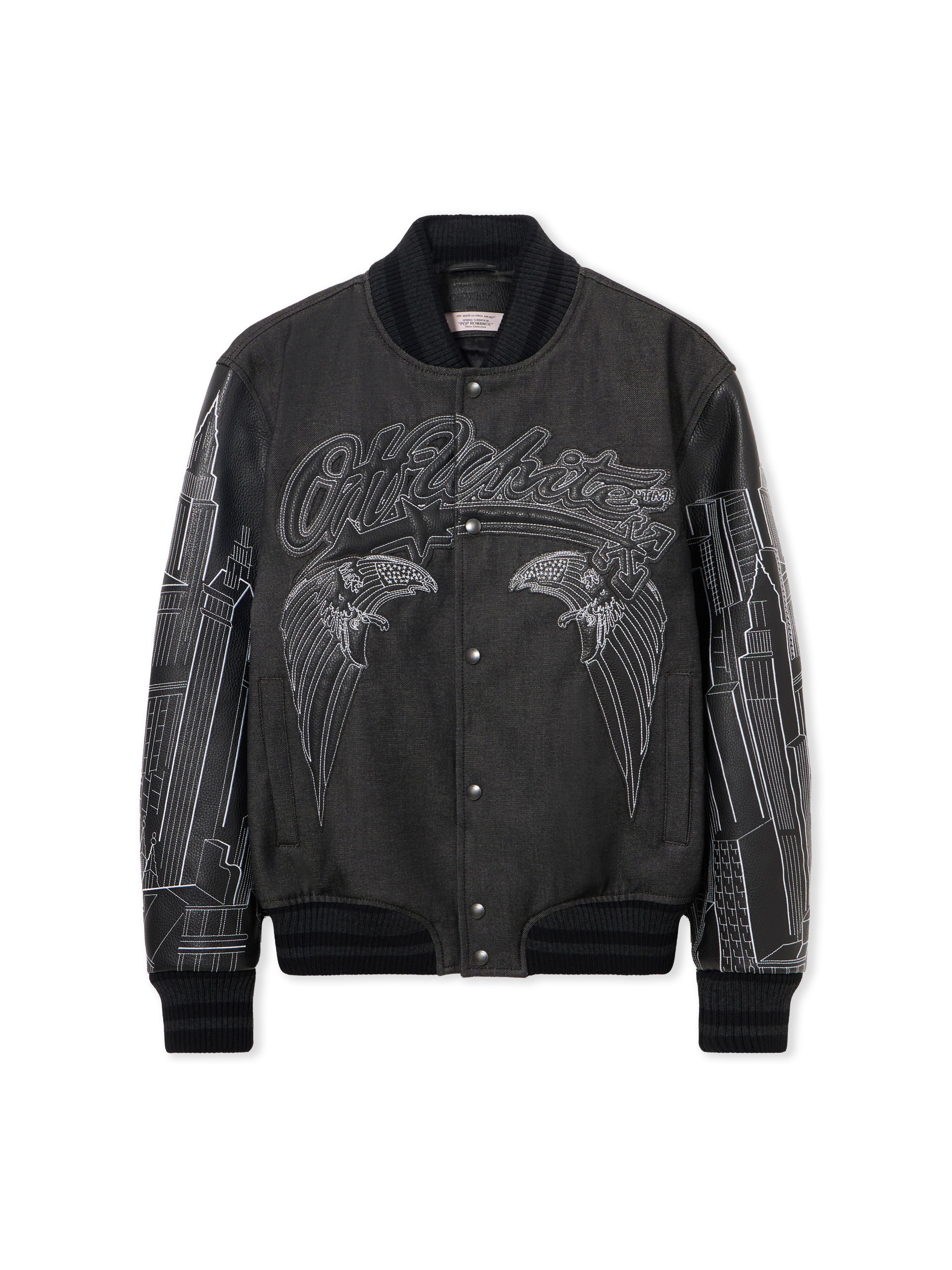 OFF WHITE Skyline Varsity Jacket BLACK 44MJA122Z26L002
