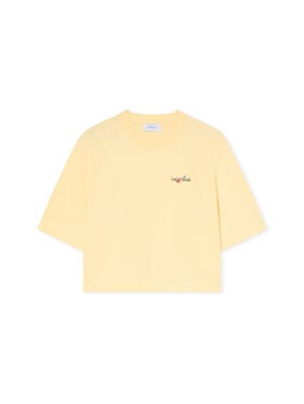 OFF WHITE Arrow Glass Flower Crop Logo Tee DOUBLE CREAM-BLACK OWAA090F25JER001