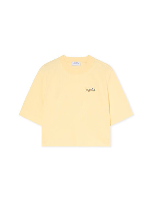 OFF WHITE Arrow Glass Flower Crop Logo Tee DOUBLE CREAM-BLACK OWAA090F25JER001