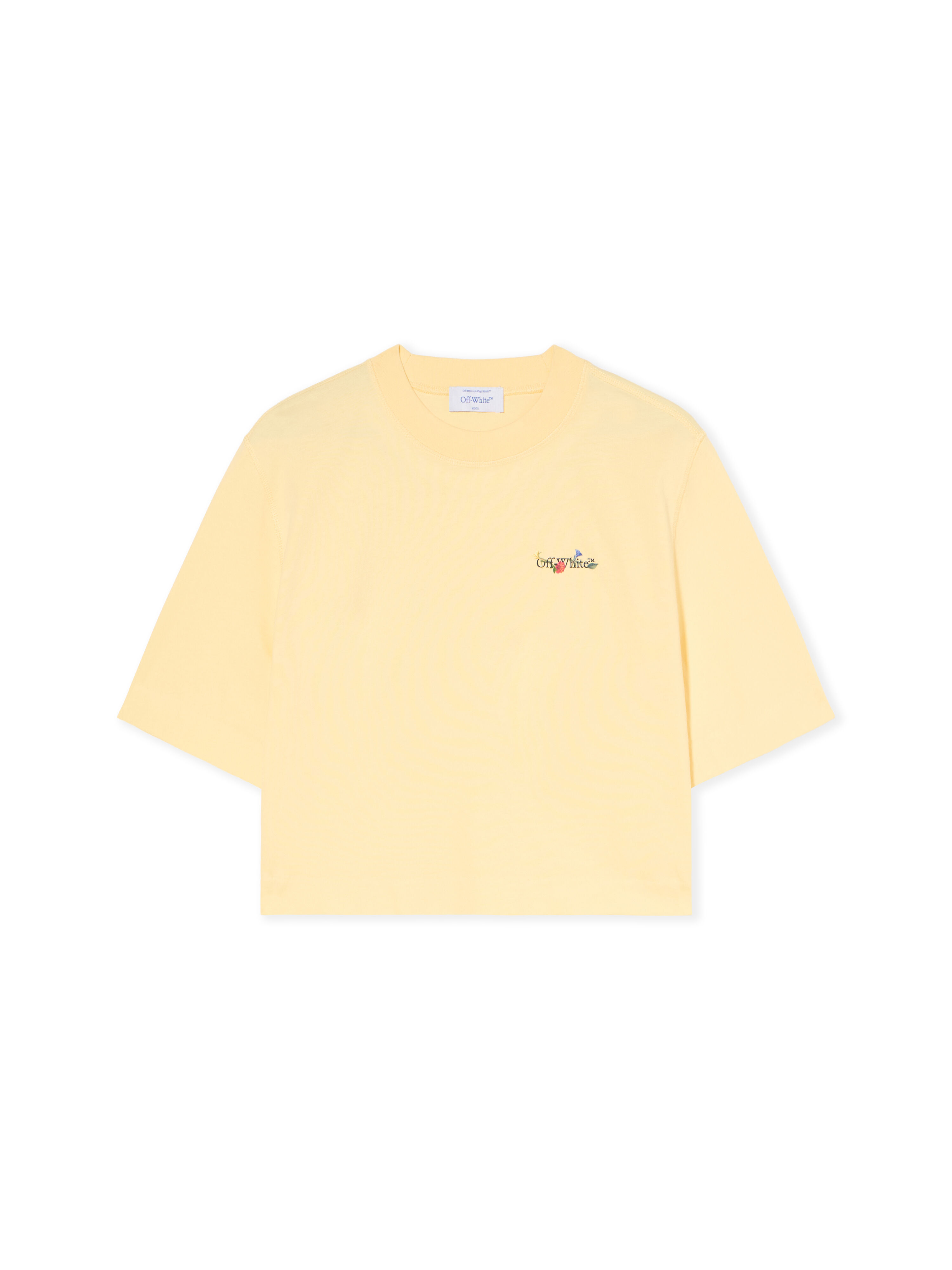 OFF WHITE Arrow Glass Flower Crop Logo Tee DOUBLE CREAM-BLACK OWAA090F25JER001