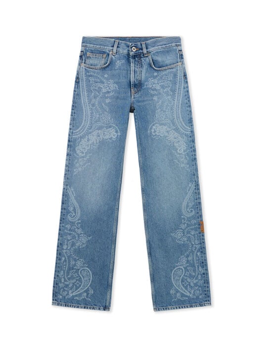OFF WHITE Paisley Susy Denim Pants Light Medium Blue White 2FM00605B