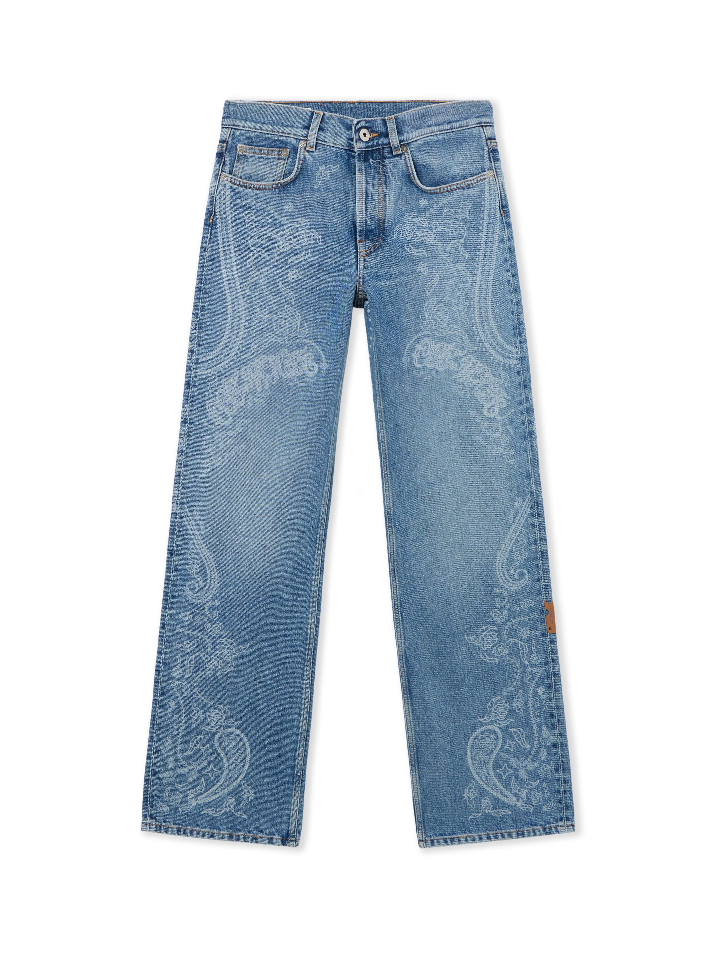 OFF WHITE Paisley Susy Denim Pants Light Medium Blue White 2FM00605B