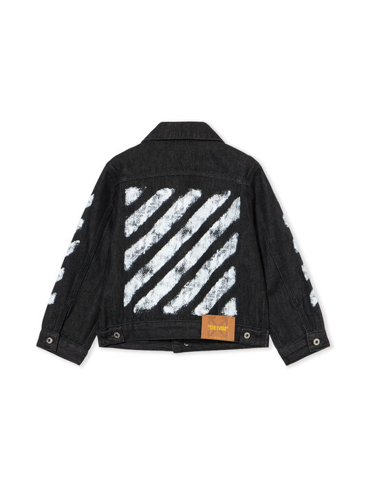 OFF WHITE Diagonal Sponge Denim Jacket BLACK - WHITE OBYE001F25DEN001