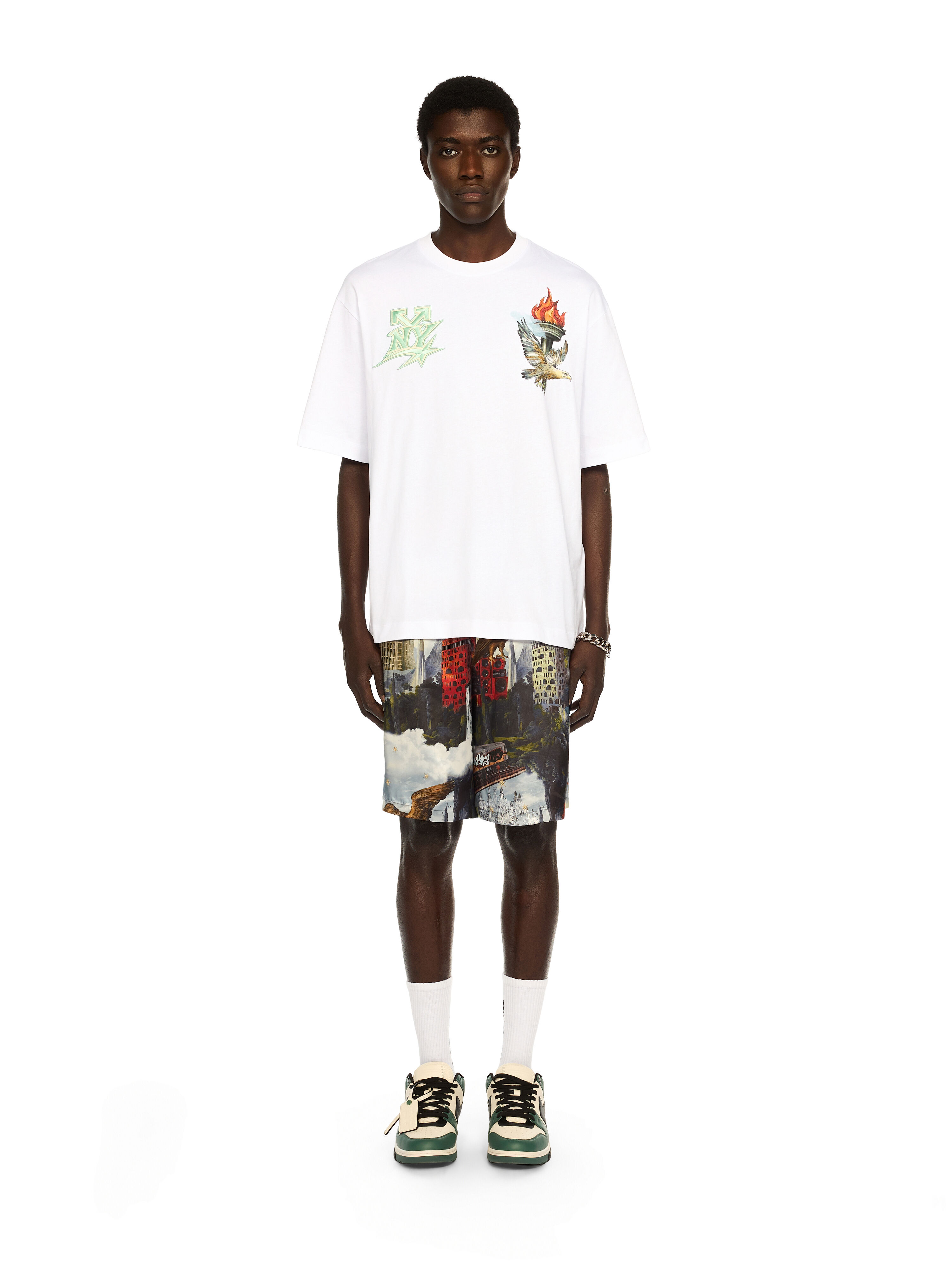 OFF WHITE OW x New York Liberty T-Shirt WHITE OMAA120G25JER00T