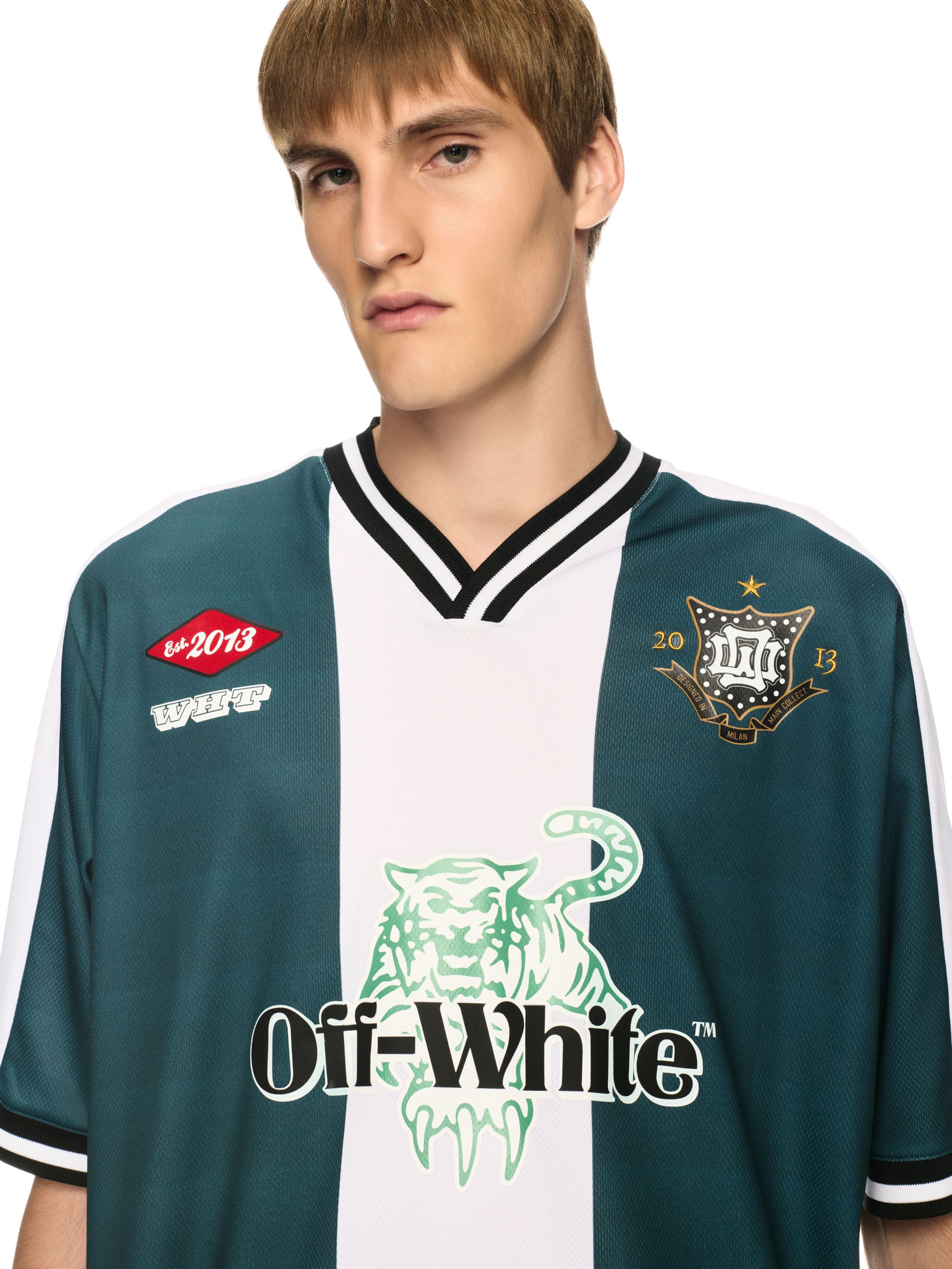 OFF WHITE Tiger 23 Soccer T-Shirt GREEN OMAD00AS25JER002