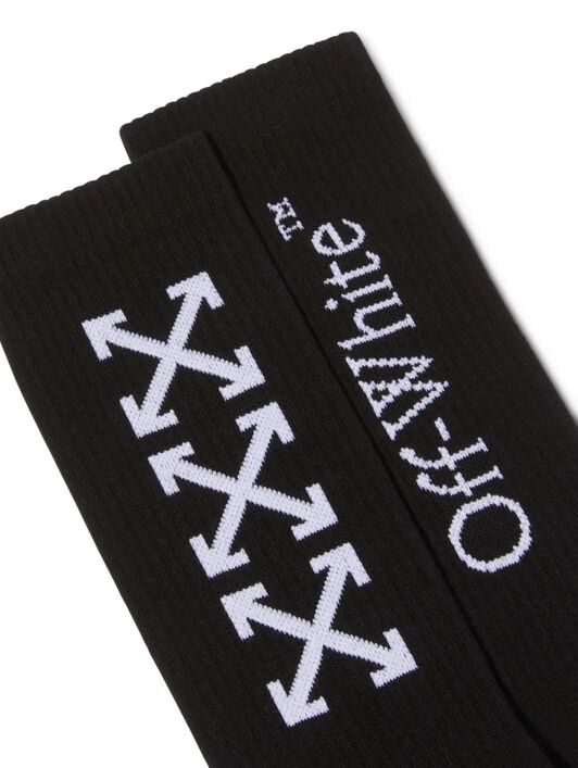OFF WHITE Calzini Lunghi Neri Con Motivo Triple Arrow NERO OMRA08JS25KNI002