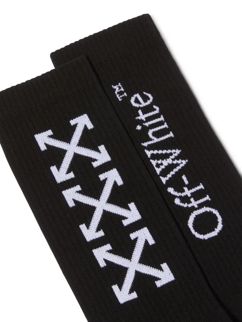 OFF WHITE Calzini Lunghi Neri Con Motivo Triple Arrow NERO OMRA08JS25KNI002