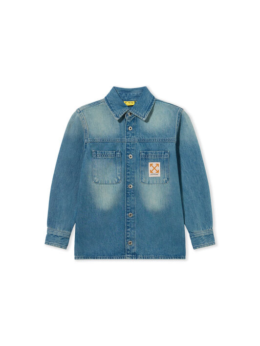OFF WHITE Arrow Label Long Sleeve Denim Shirt SAND BLUE 44BYD004F26D001
