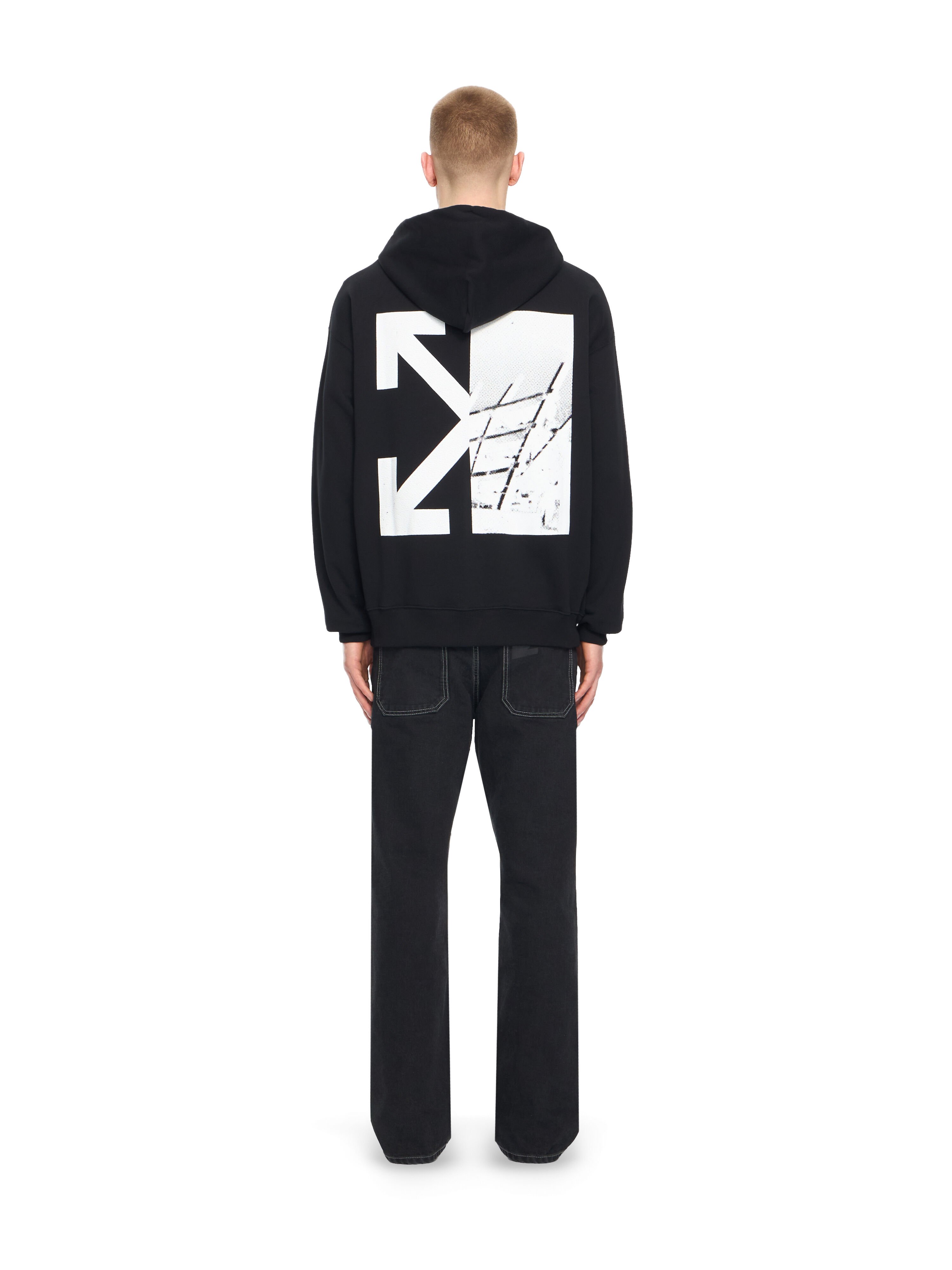 OFF WHITE Graphic Full Zip Hoodie BLACK 44OWOS26K053