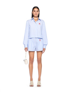 OFF WHITE Striped Poplin Shirt KENTUCKY BLUE-RED DAHLIA OWGE02AF25FAB001