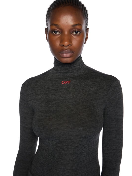 Off Stamp Turtleneck Top OFF WHITE Off Stamp Turtleneck Top BLACKENED PEARL-RED DAHLIA OWAD275F25JER001