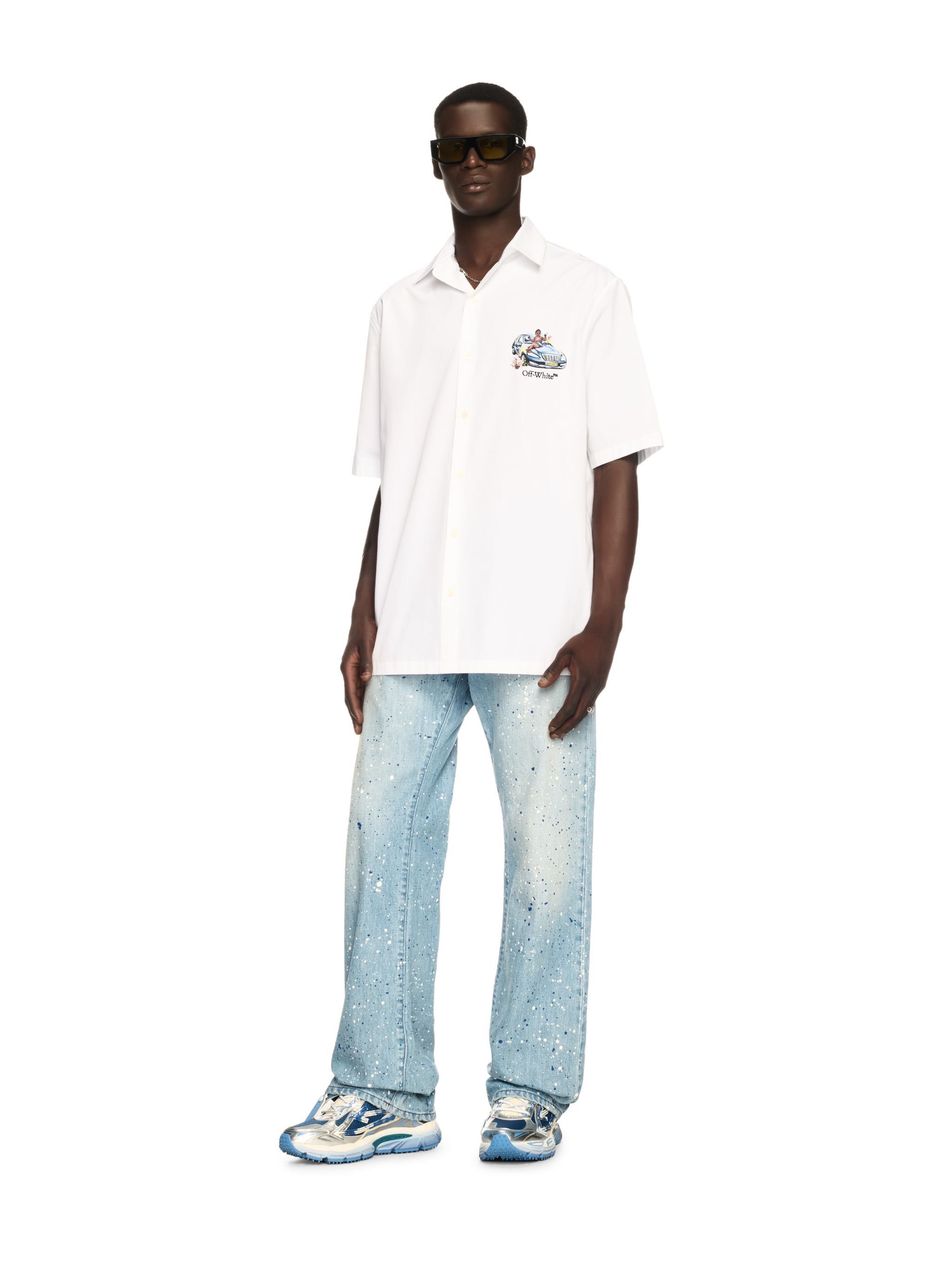 OFF WHITE Paint Relaxed Jeans Navy Blue - Multicol BLUE OMYA18JS25DEN002