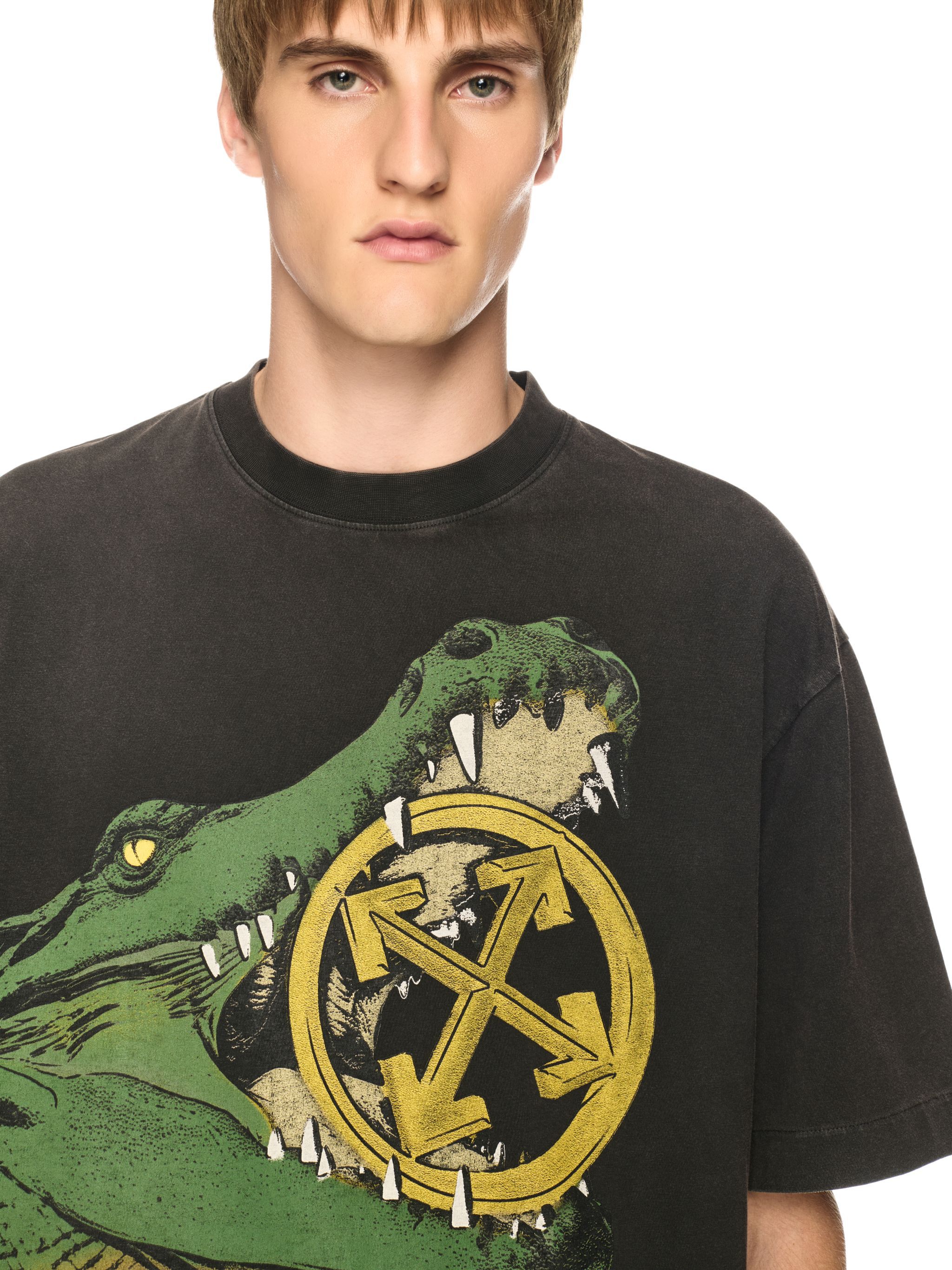 OFF WHITE Black Crocodile T-Shirt BLACK OMAA120S25JER006