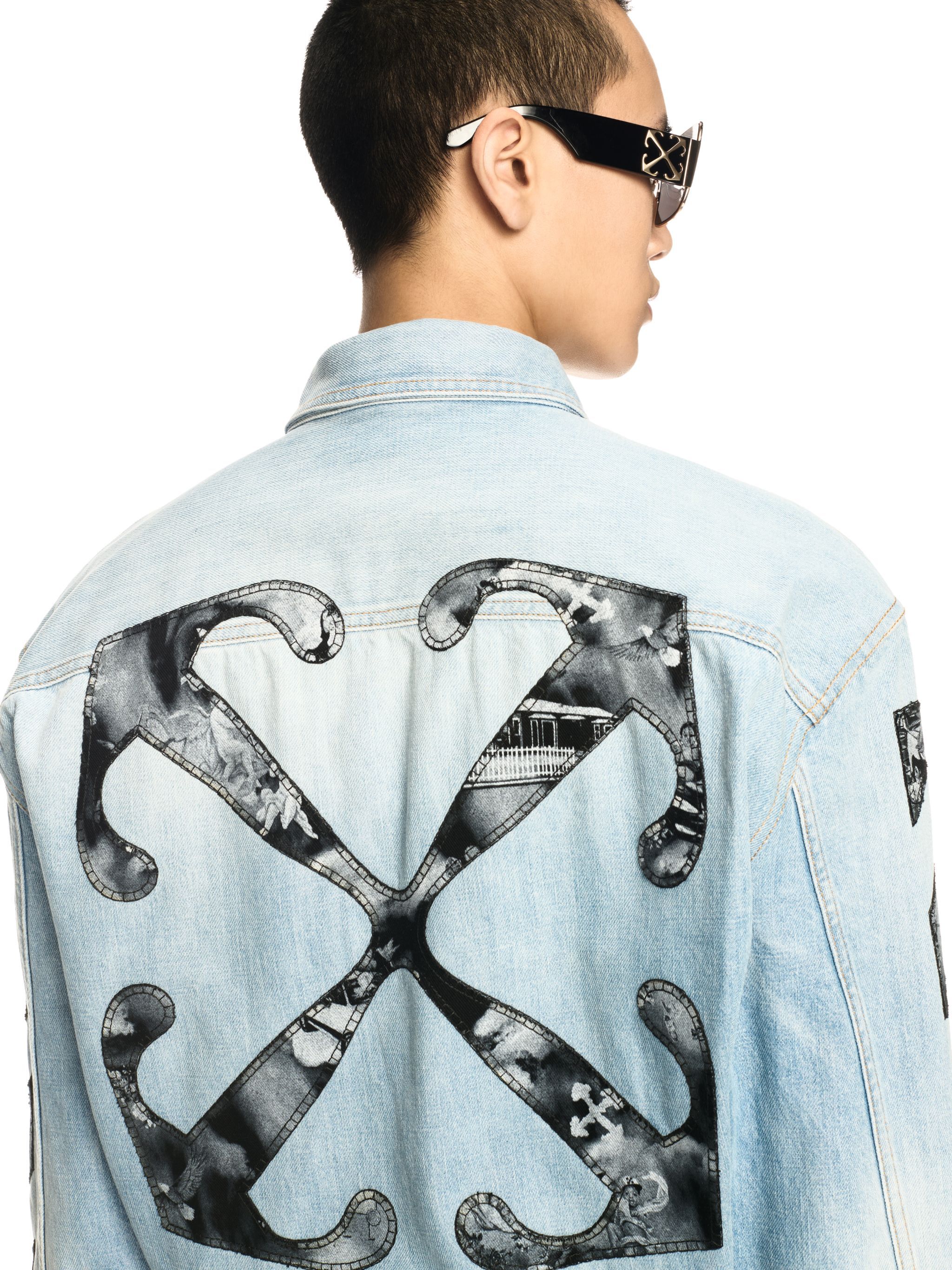 OFF WHITE Blue Diagonal Fresco Arrow Military Shirt BLUE OMYD05HS25DEN001