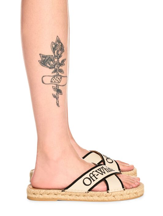 OFF WHITE Espadrillas Con Fasce A Incrocio Beige/Nero NEUTRI OWIB016S25FAB001