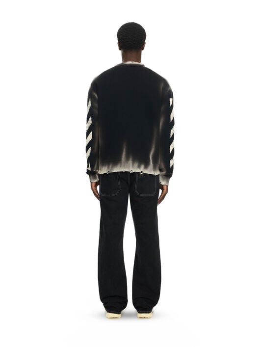OFF WHITE Diag Corrosion Knit Crewneck BLACK 44MHE20US26K003