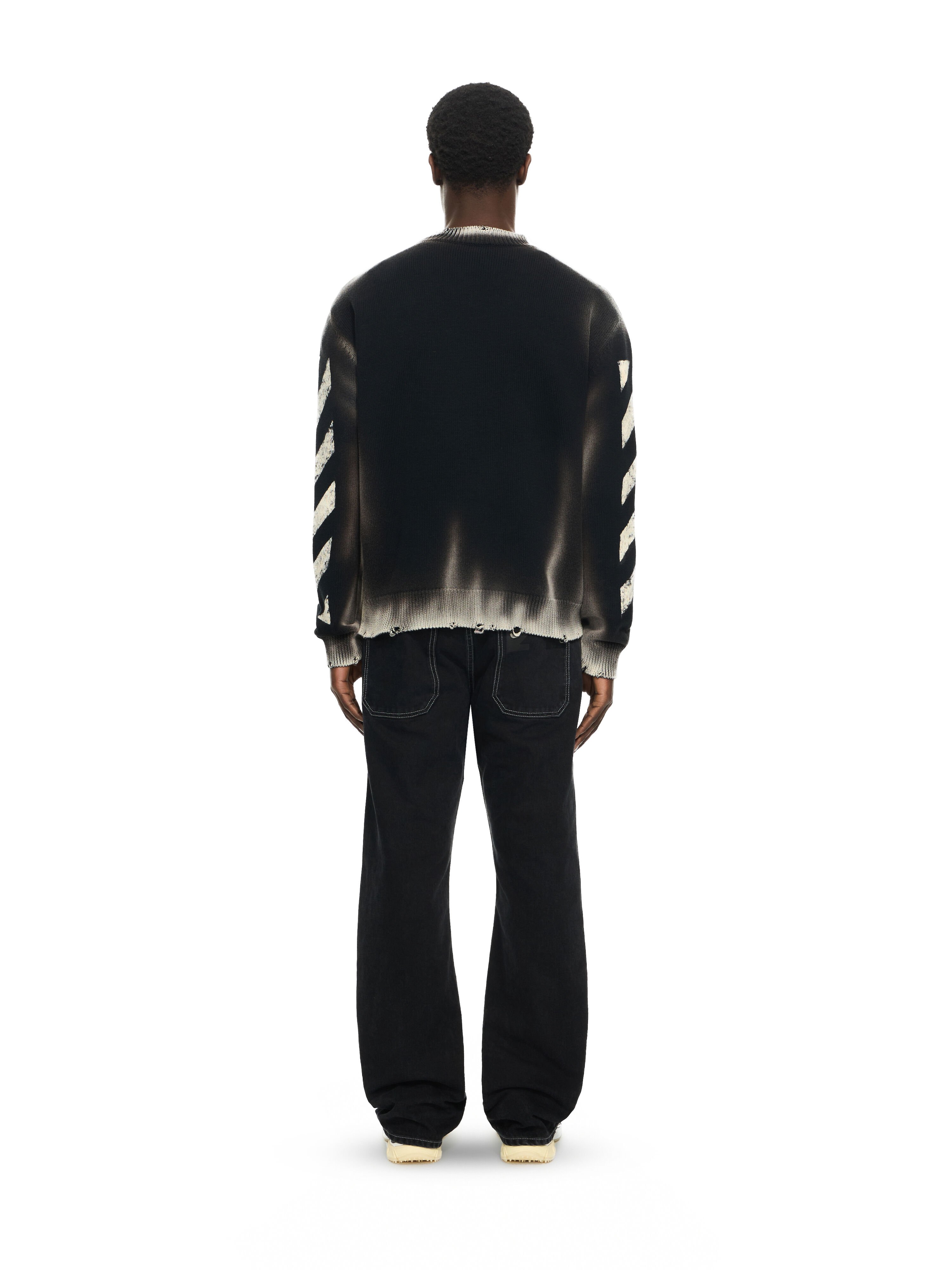 OFF WHITE Diag Corrosion Knit Crewneck BLACK 44MHE20US26K003