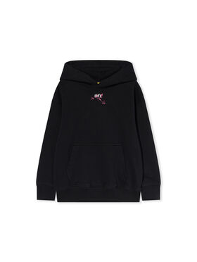 OFF WHITE Diagonal Splat Logo Hoodie BLACK - FUCHSIA OGBB002F25FLE004