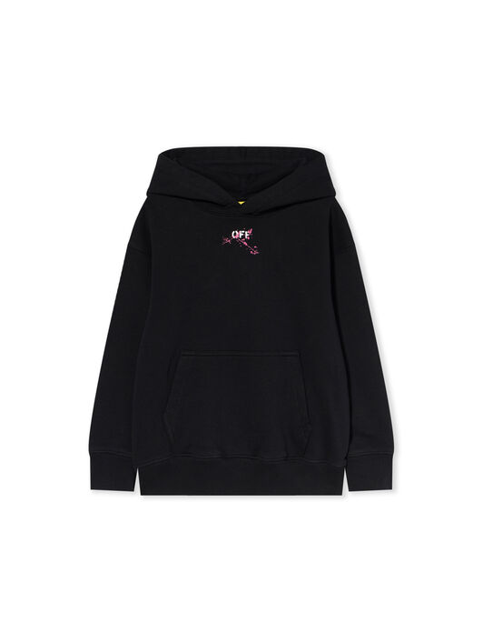 OFF WHITE Diagonal Splat Logo Hoodie BLACK - FUCHSIA OGBB002F25FLE004