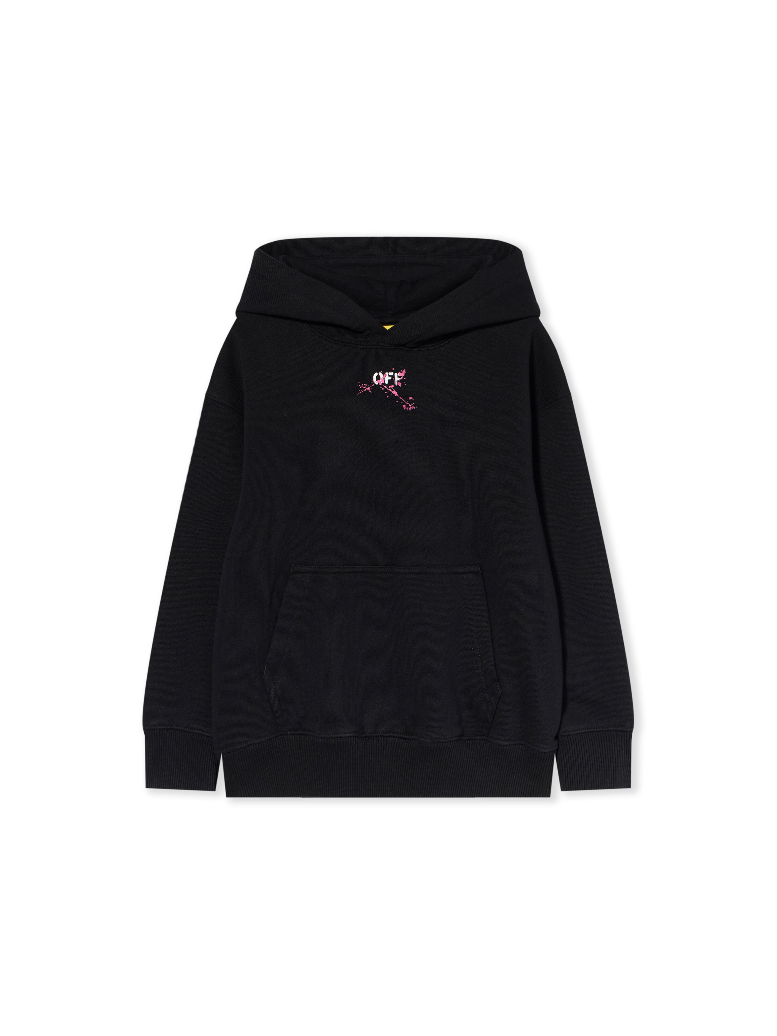 OFF WHITE Diagonal Splat Logo Hoodie BLACK - FUCHSIA OGBB002F25FLE004