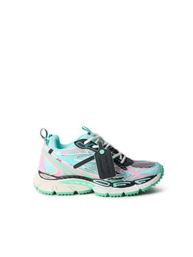 OFF WHITE Be Right Back Fishnet Sneakers AQUA - MINT OWIA289S26FAB004
