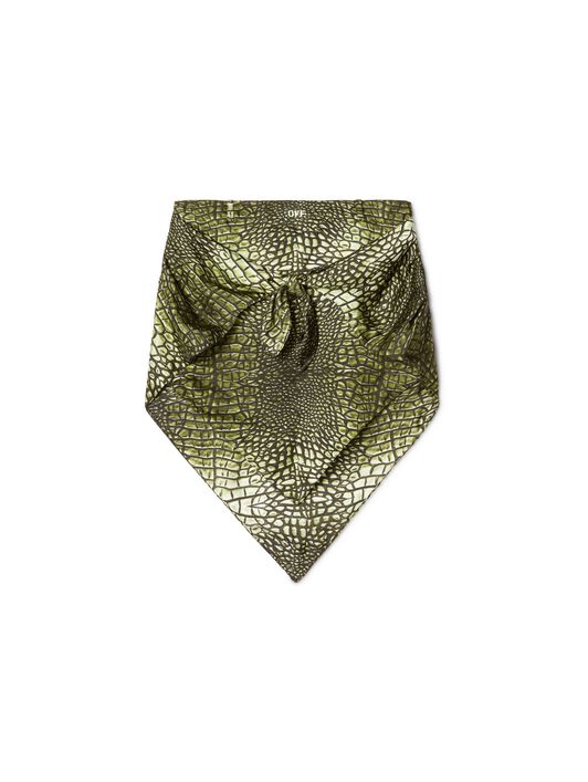 OFF WHITE Gonna Stile Bandana Verde Con Stampa Coccodrillo VERDE OWCC18BS25FAB002