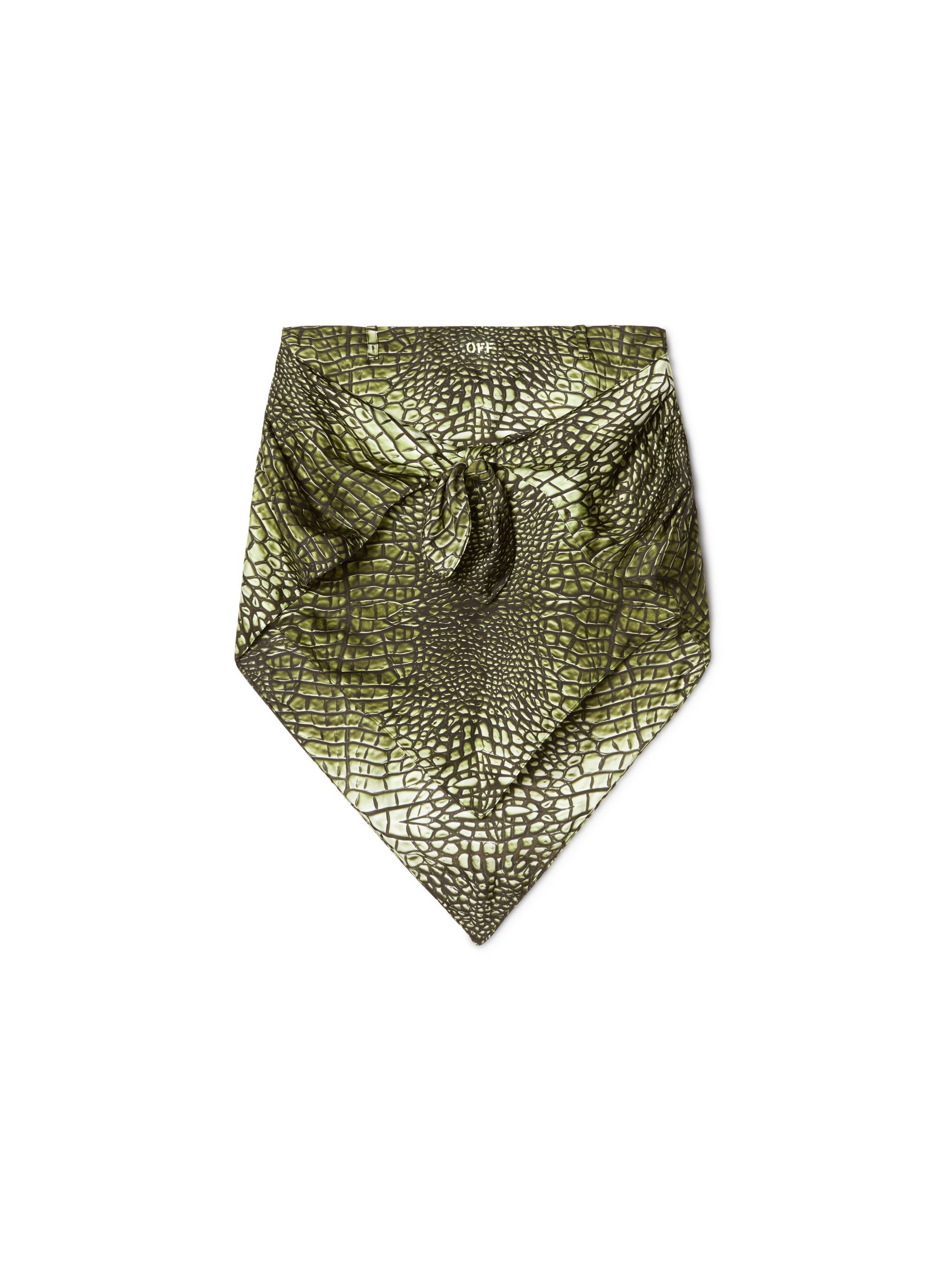 OFF WHITE Gonna Stile Bandana Verde Con Stampa Coccodrillo VERDE OWCC18BS25FAB002