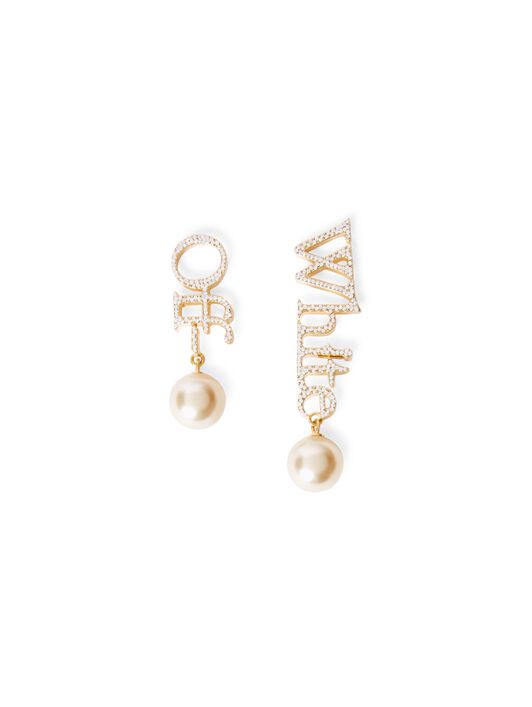 OFF WHITE Strass- Und Perlen-Logo-Ohrenringe GOLD OWOD298C99MET001