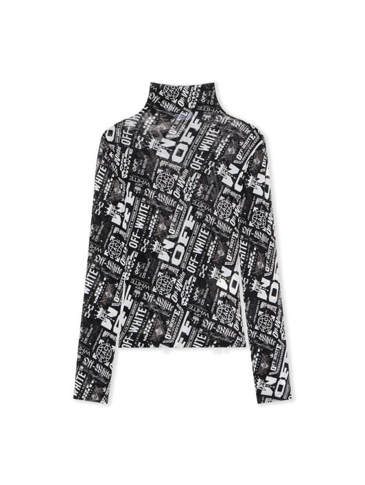 Multilogo Mesh Long Sleeve Turtle Neck Top OFF WHITE Multilogo Mesh Long Sleeve Turtle Neck Top MULTILOGO-NO COLOR OWAD122F25JER002