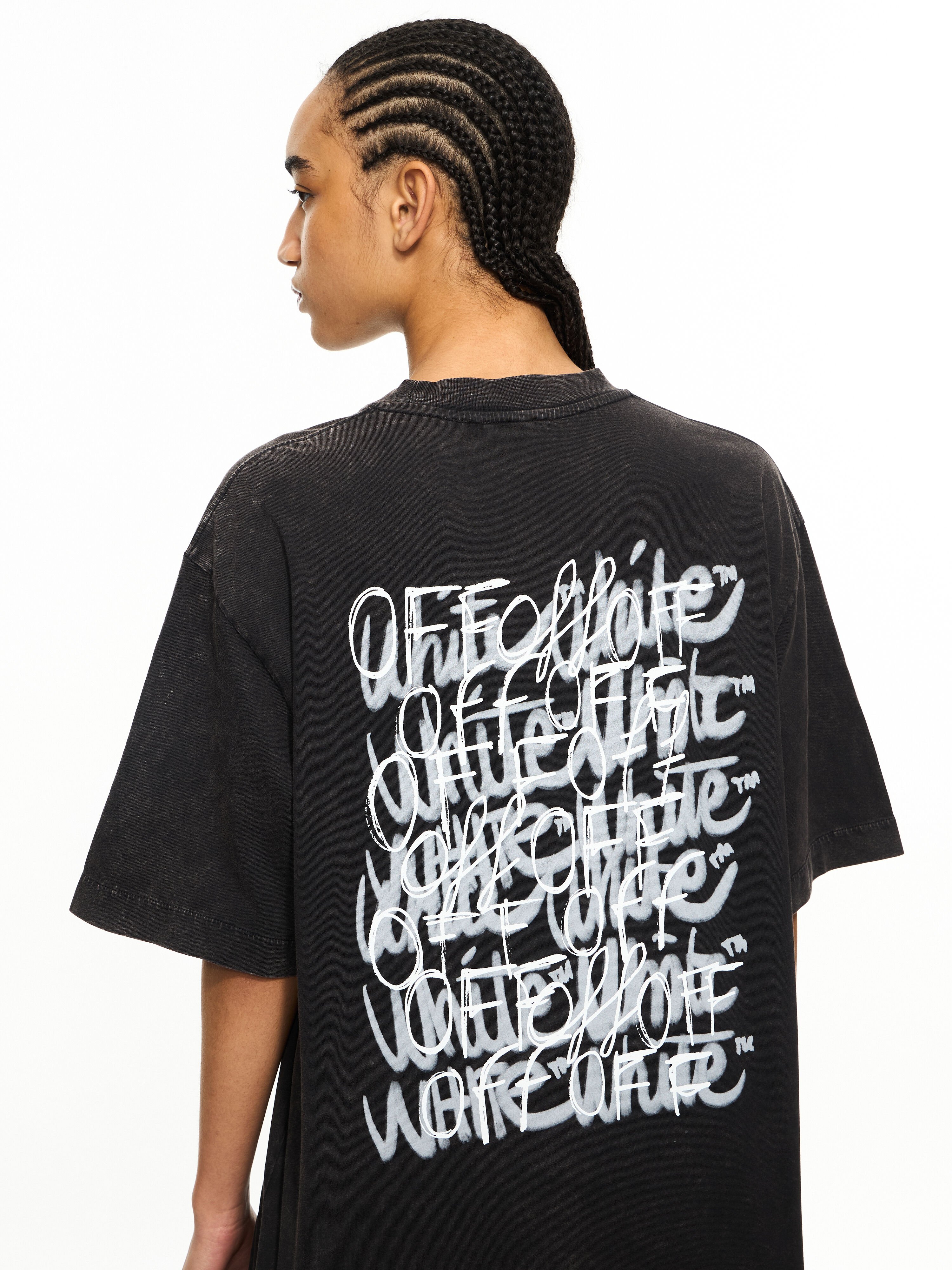 OFF WHITE Off Marker Skate Tee Marble Black-White 2AA134S26JER003
