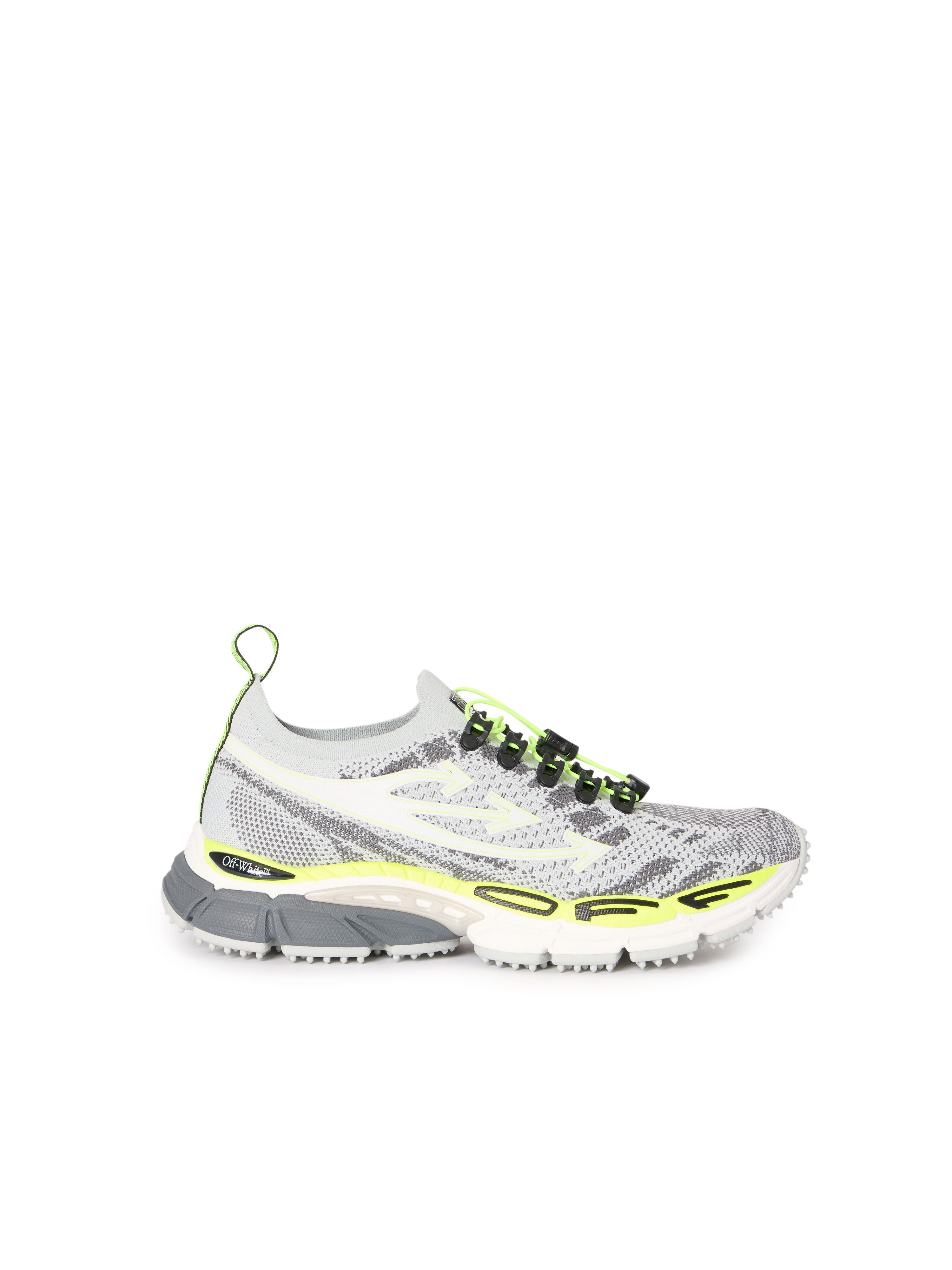 OFF WHITE Be Right Back Knit Sneakers LIGHT GREY - YELLOW FLUO OMIA2AOS26FAB001
