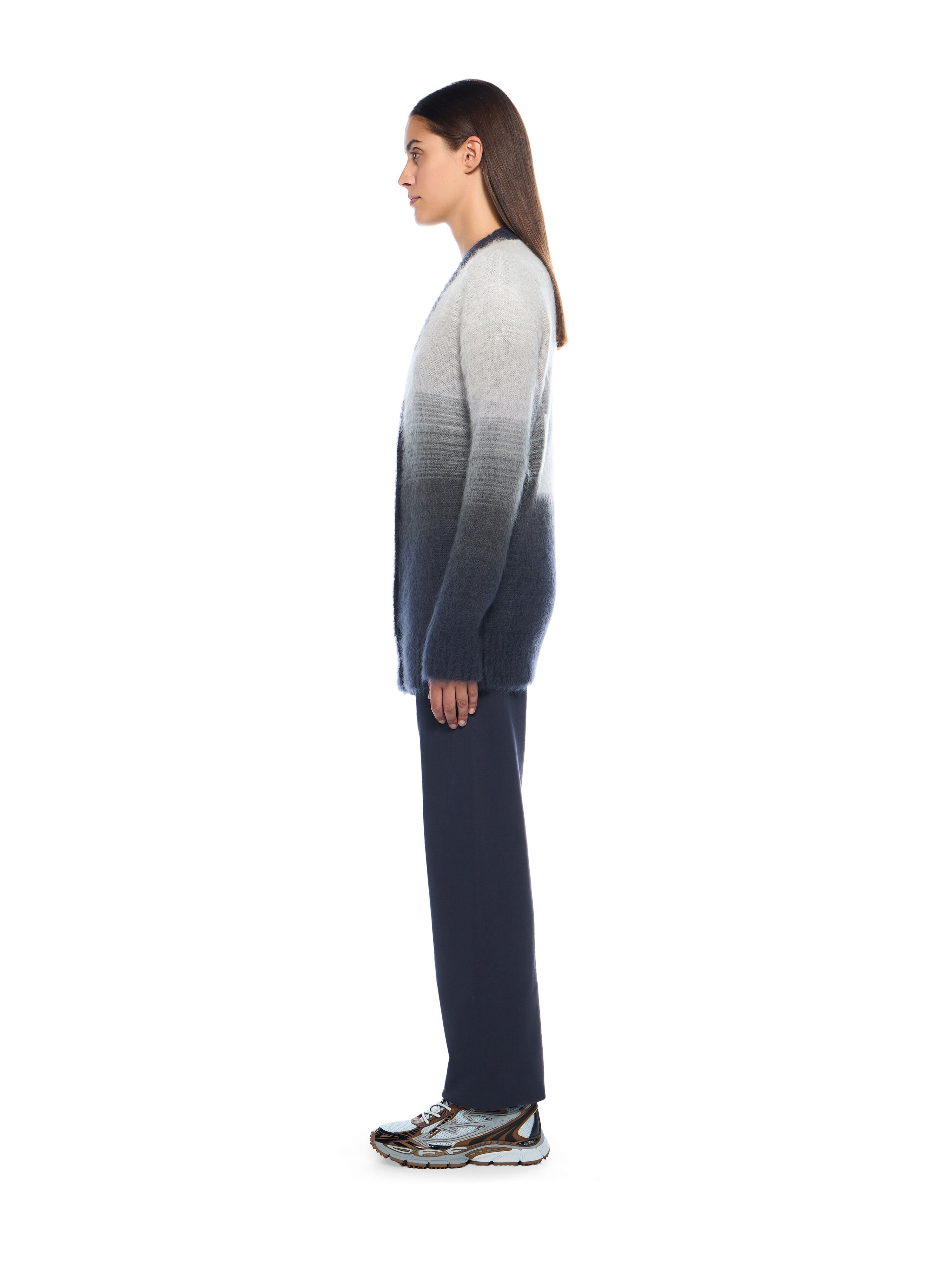OFF WHITE Mohair Arrow Degrade Cardigan BLACKENED PEARL-WHITE OWHB04KF25KNI001