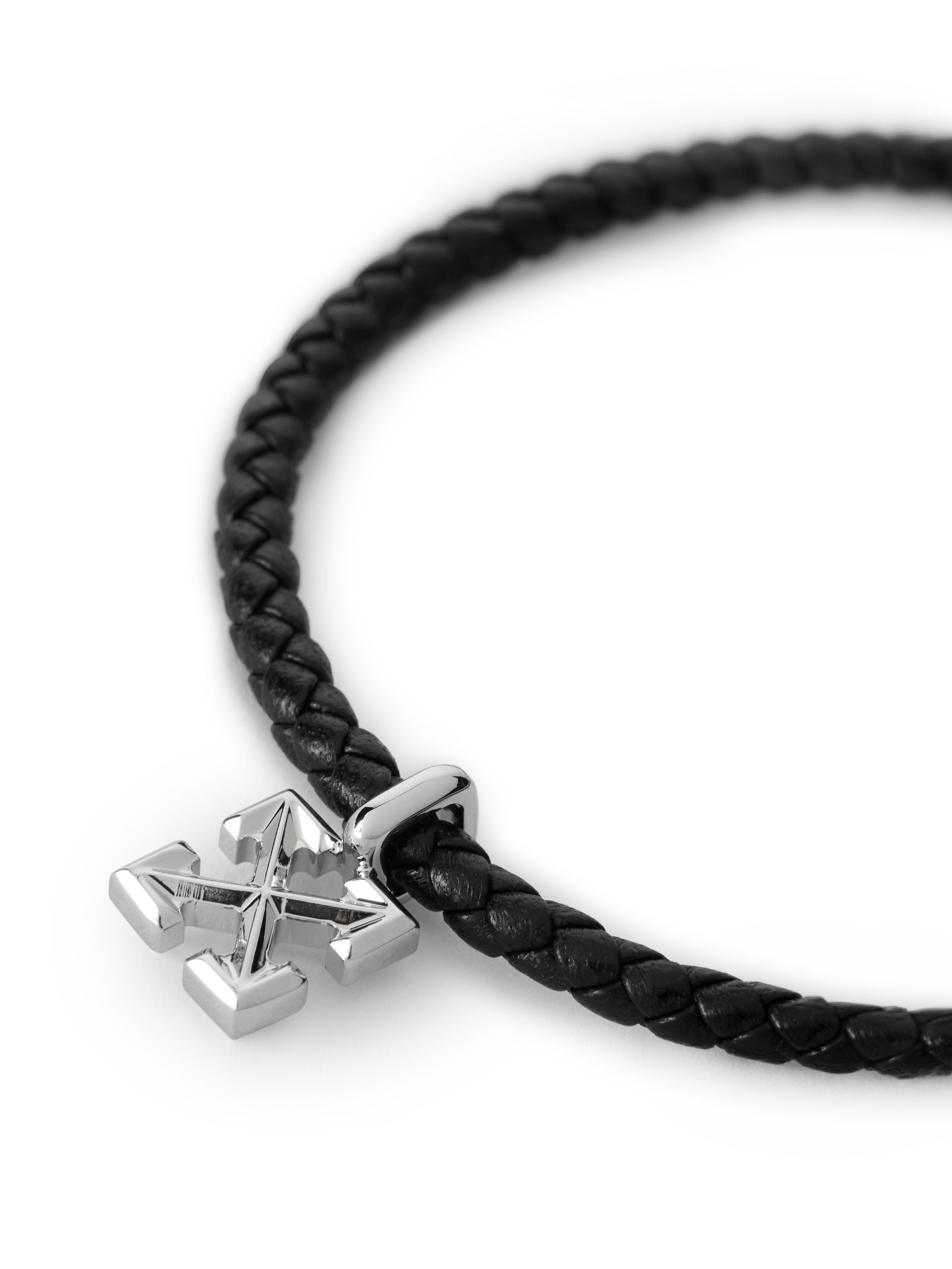 OFF WHITE Arrow Leather Bracelet BLACK - SILVER OMOA10NC99MET001